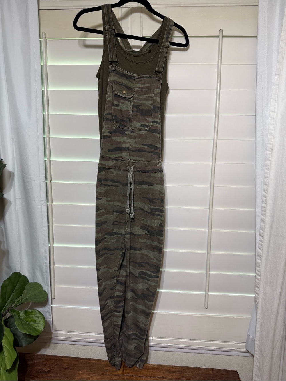 Wallflower Camo Utility Overalls in Olive Green